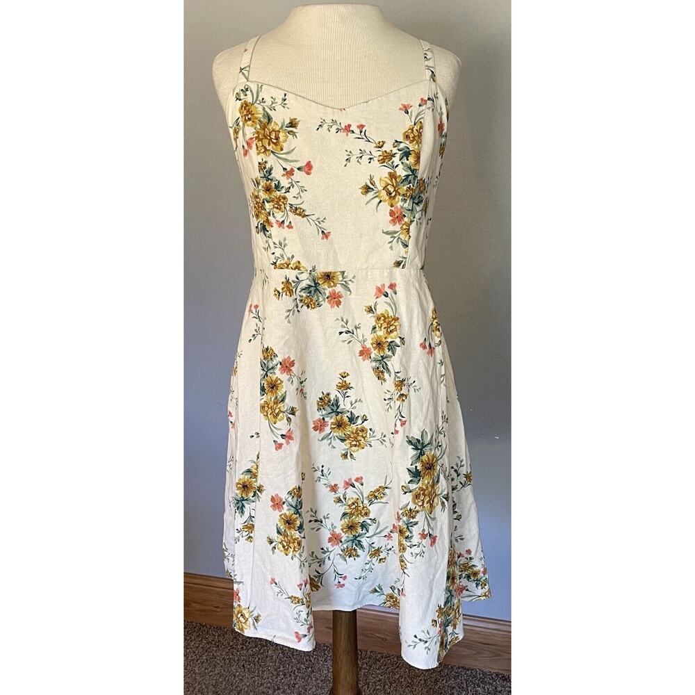 Floral linen Midi Dress